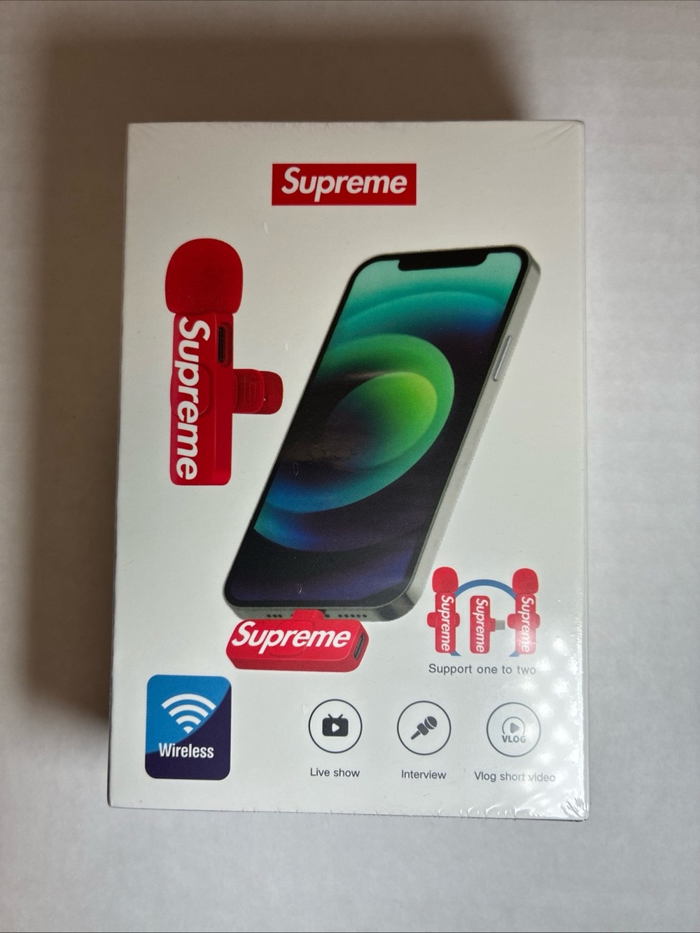 Supreme Red Wireless Lavalier Microphone for Smartphones